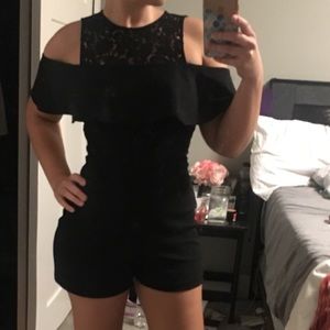 Express peplum lace top romper